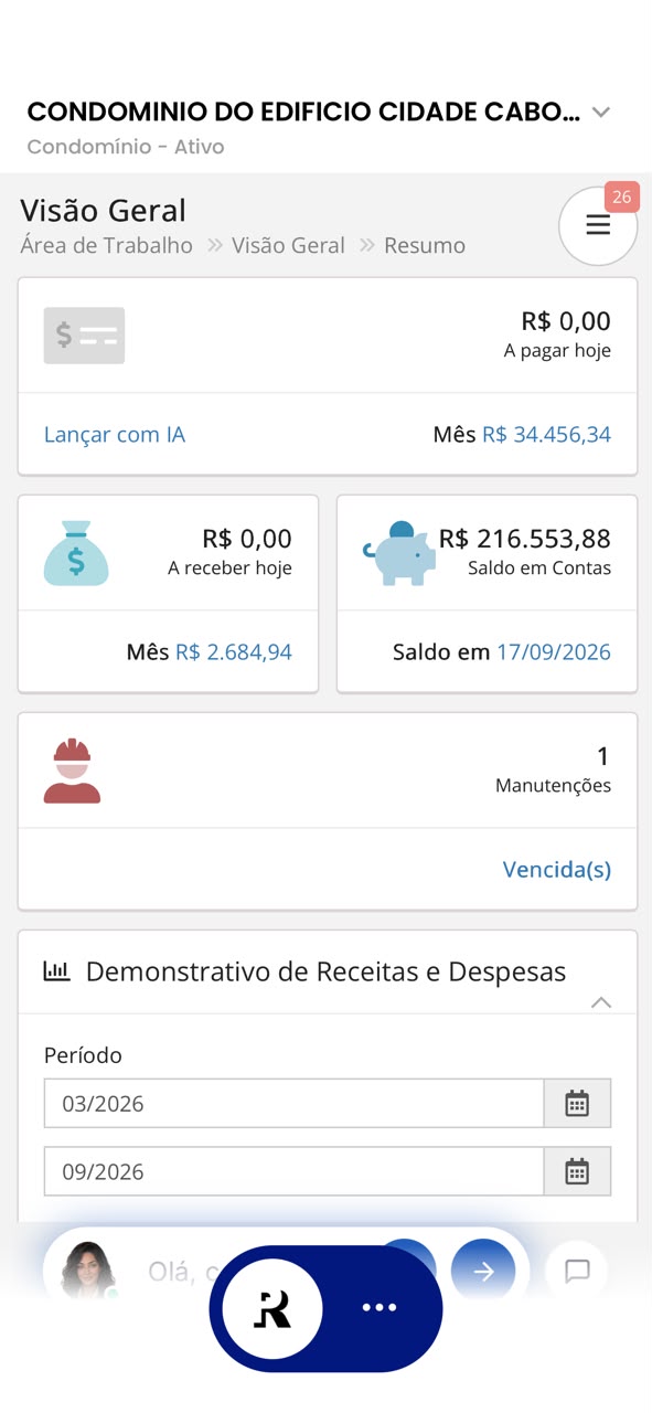 Tela do aplicativo: Visão Geral